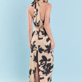 Halter Ring Printed Maxi Dress