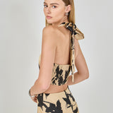 Halter Ring Printed Maxi Dress