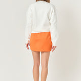 Satin Pintucked Mini Skirt