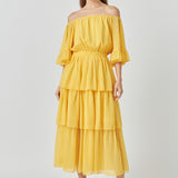 Off-The-Shoulder Tiered Maxi Dress