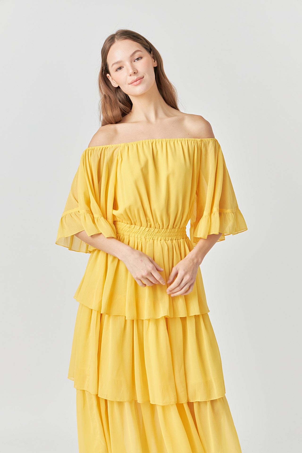 Off-The-Shoulder Tiered Maxi Dress – Endless Rose