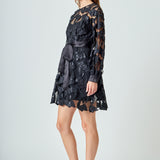 Lace Long Sleeve Mini Dress