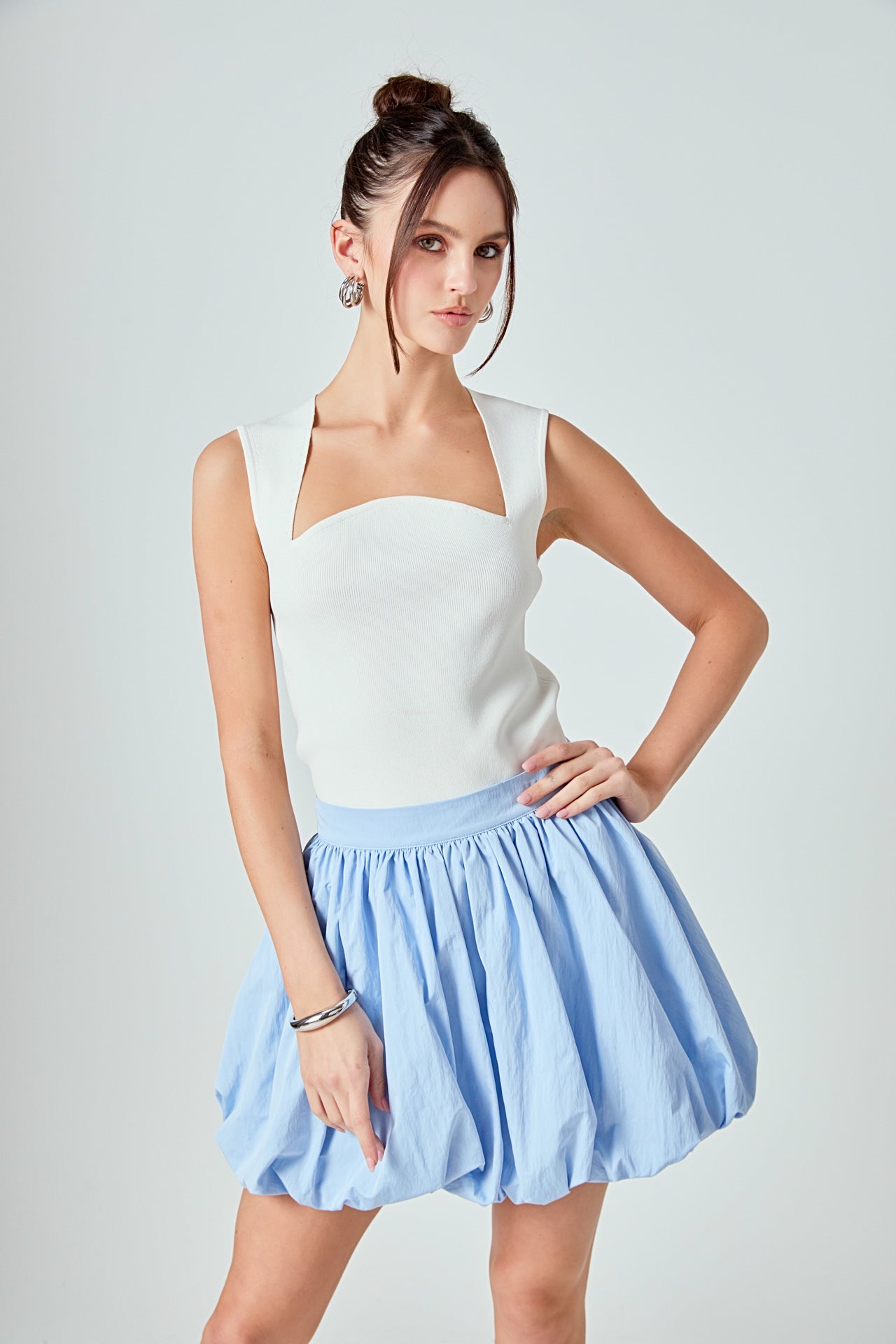 High Waisted Bubble Mini Skirt