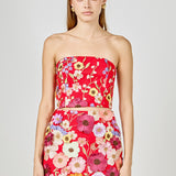 Floral Embroidered Strapless Top