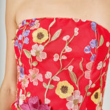 Floral Embroidered Strapless Top