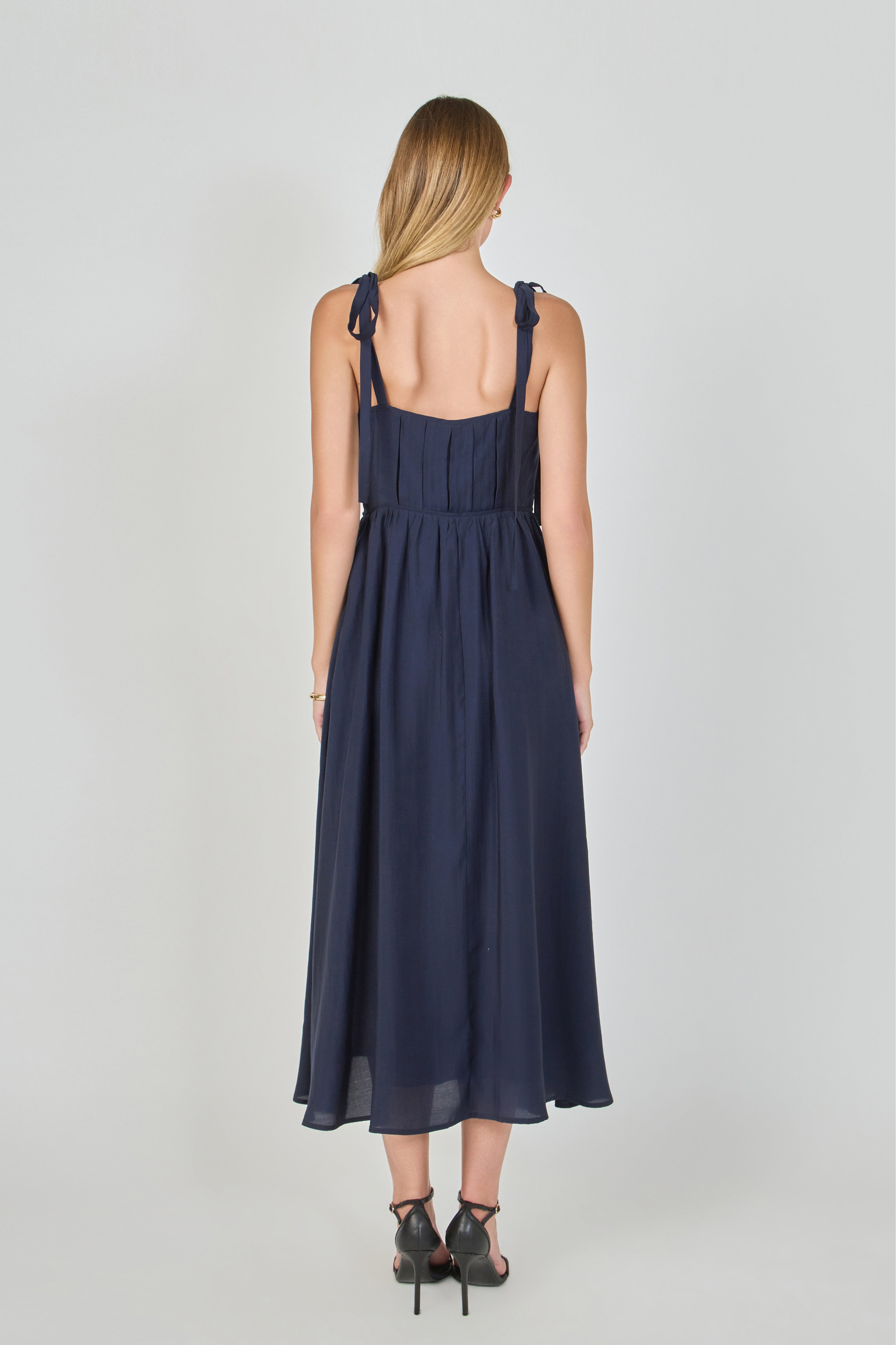 endless rose pleated midi dress Endless Rose Pleated Tie-Strap Midi Dress