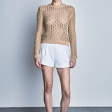 Sequined Knit Long Sleeve Top