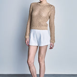 Sequined Knit Long Sleeve Top