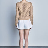 Sequined Knit Long Sleeve Top