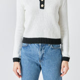 Knit Collared Contrast Sweater