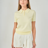 Collared Short Sleeve Sweater