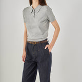 Collared Short Sleeve Sweater