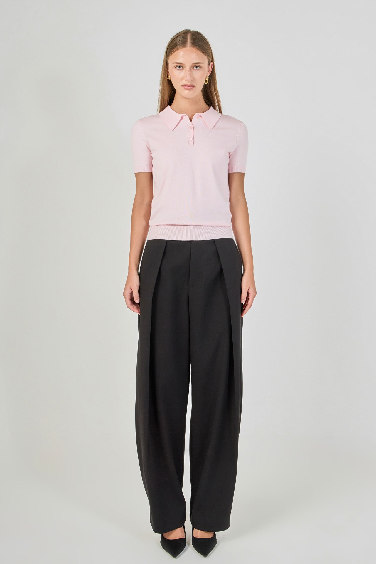 Collared Short Sleeve Sweater