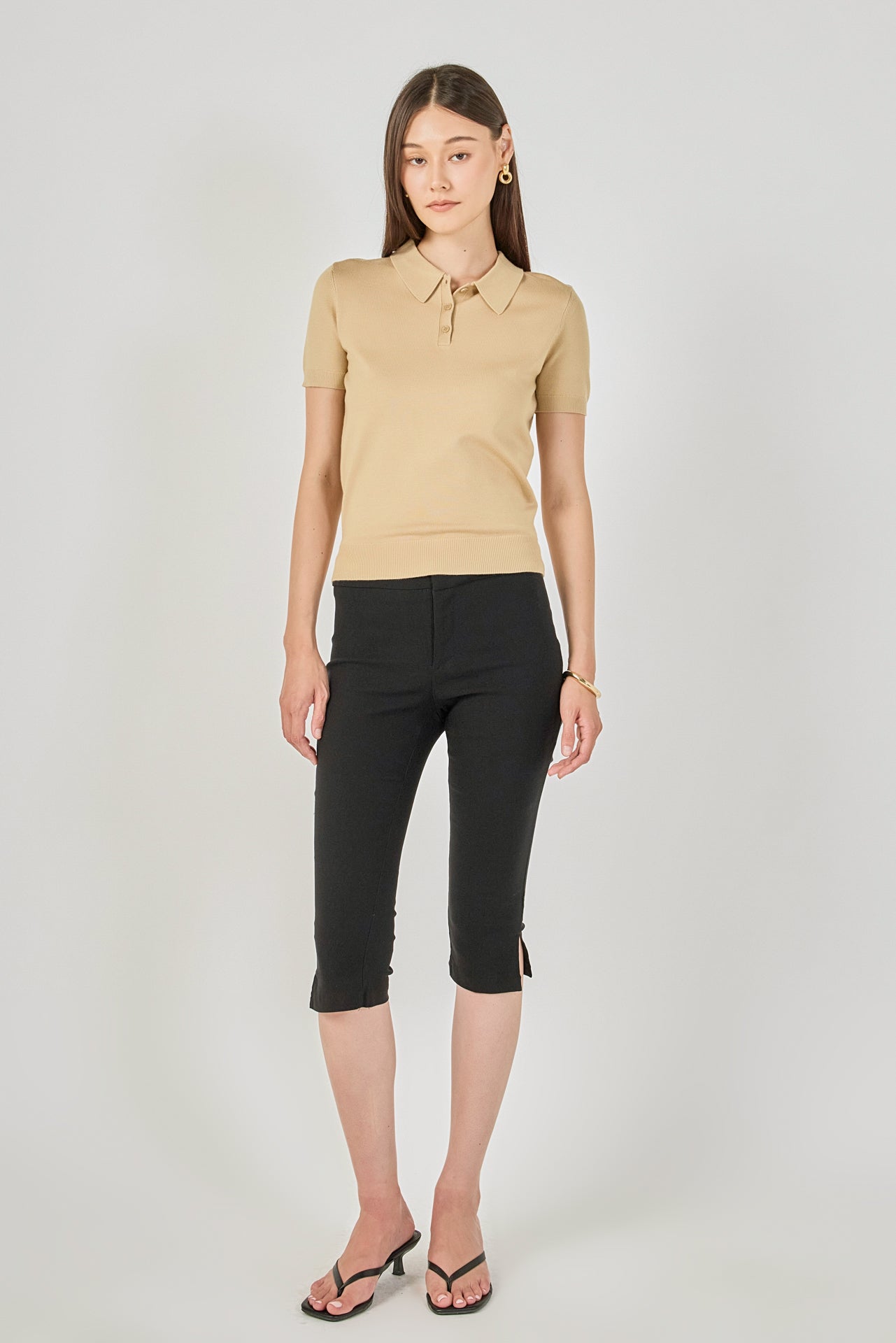 Collared Short Sleeve Sweater