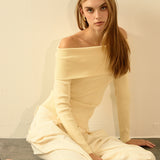 Off Shoulder Long Sleeve Knit Top