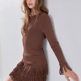 Knit Loop Fringe Mini Dress