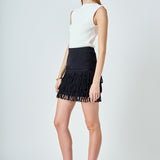 Lurex Knit Loop Mini Skirt
