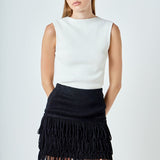 Lurex Knit Loop Mini Skirt