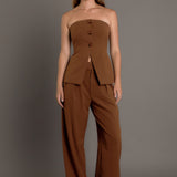 Mid Rise Pleated Wide leg Trousers