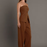 Mid Rise Pleated Wide leg Trousers