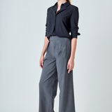 Mid Rise Pleated Wide leg Trousers