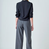 Mid Rise Pleated Wide leg Trousers