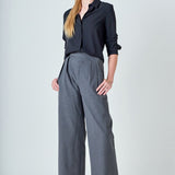 Mid Rise Pleated Wide leg Trousers