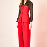 Mid Rise Pleated Wide leg Trousers