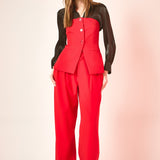 Mid Rise Pleated Wide leg Trousers