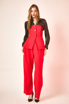 Mid Rise Pleated Wide leg Trousers