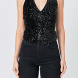 Sequins Velvet Halter Top