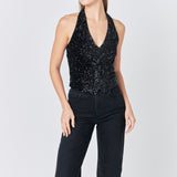 Sequins Velvet Halter Top