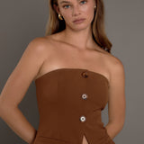 Strapless Buttoned Long Top