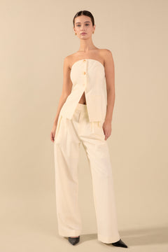 Lexy Relaxed 3 Buttoned Strapless Long Top