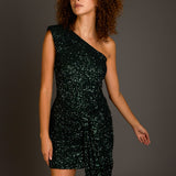 Sequins Front Wrap Mini Dress