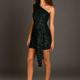 Sequins Front Wrap Mini Dress