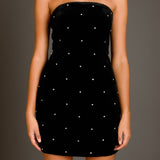 Velvet Rhinestone Mini Dress