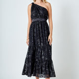One Shoulder Chiffon Maxi Dress
