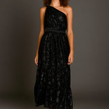 One Shoulder Chiffon Maxi Dress