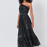 One Shoulder Chiffon Maxi Dress