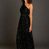 One Shoulder Chiffon Maxi Dress