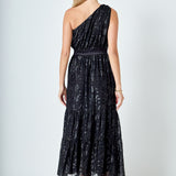 One Shoulder Chiffon Maxi Dress
