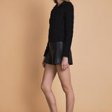 Faux leather Cable Knit Sweater
