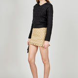 Faux leather Cable Knit Sweater