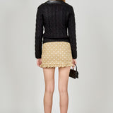 Faux leather Cable Knit Sweater