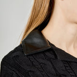 Faux leather Cable Knit Sweater