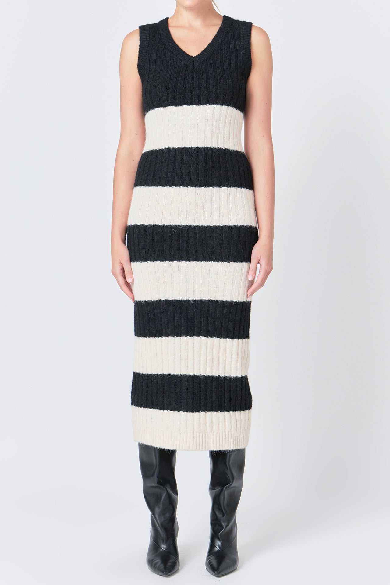 Striped Knit Midi Dress