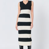 Striped Knit Midi Dress