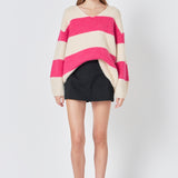 Fuzzy Striped Oversized Sweater