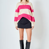 Fuzzy Striped Oversized Sweater